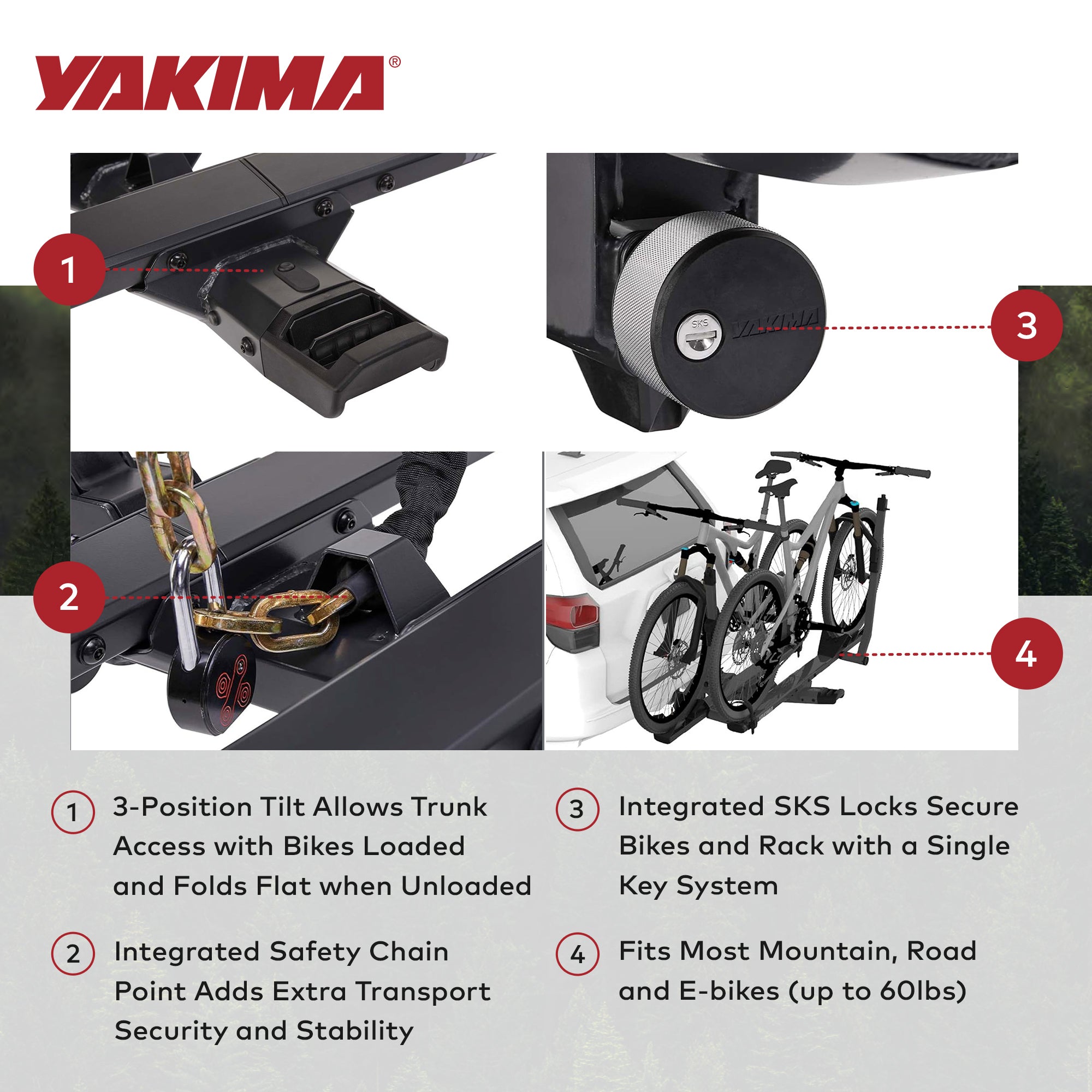 Yakima 4 Bike Tray Hitch Bike Rack Compatible w/ 52" Wheelbases (Open Box)