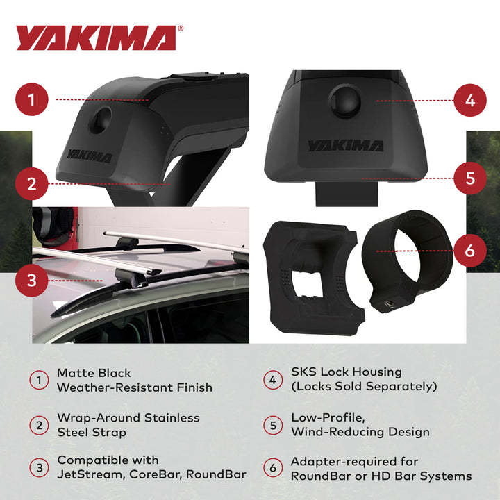 YAKIMA Crossbar Mounts Timberline Towers for Raised Factory Side Rails, Set of 4