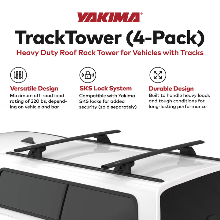 Yakima Heavy Duty Roof Rack Tower for Vehicles w/Tracks, Pack of 4 (Open Box) - VMInnovations