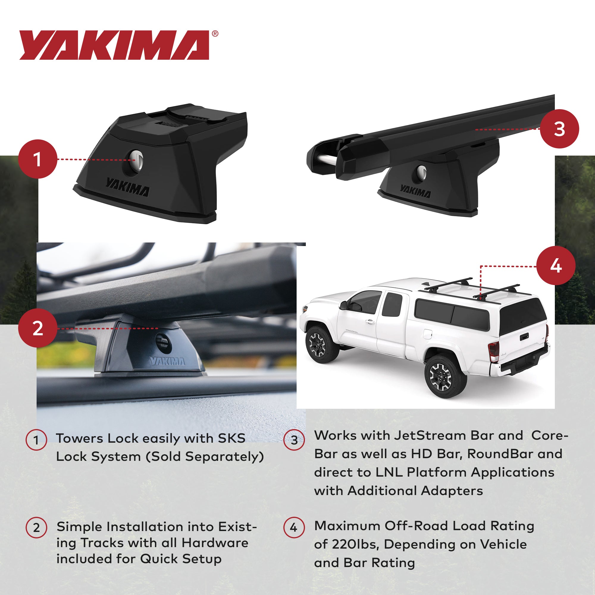 Yakima Heavy Duty Roof Rack Tower for Vehicles w/Tracks, Pack of 4 (Open Box) - VMInnovations