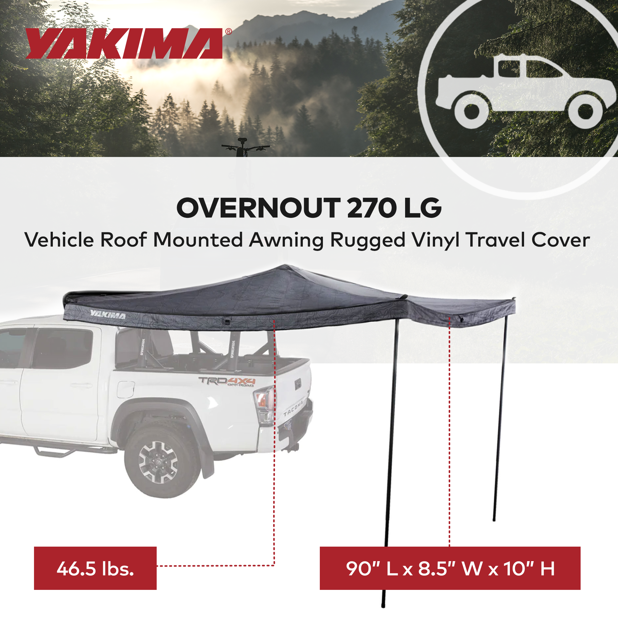 Yakima 270 LH Vehicle Roof Mounted Awning Rugged Vinyl Travel Cover (Used)