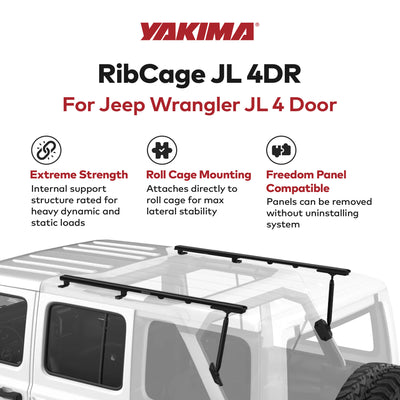 Yakima RibCage JL 4DR Custom Rooftop Track System with Internal Supports, Black - VMInnovations