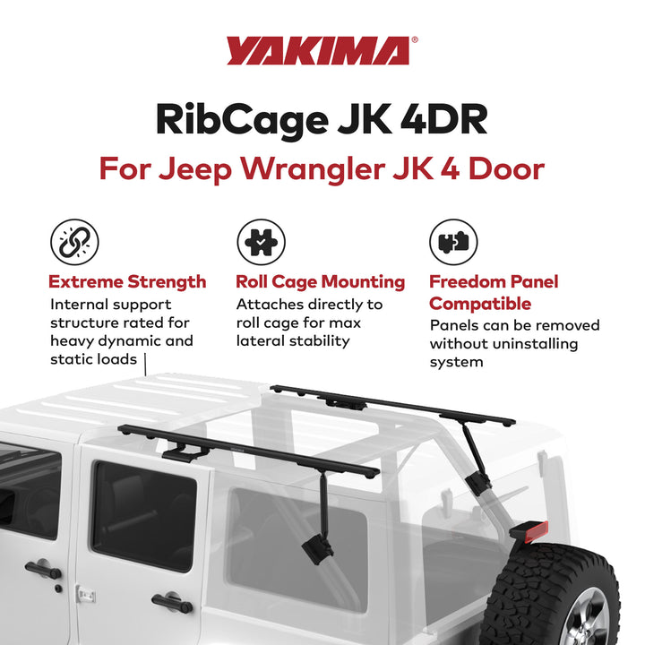 Yakima RibCage JK 4DR Custom Rooftop Track System with Internal Supports, Black