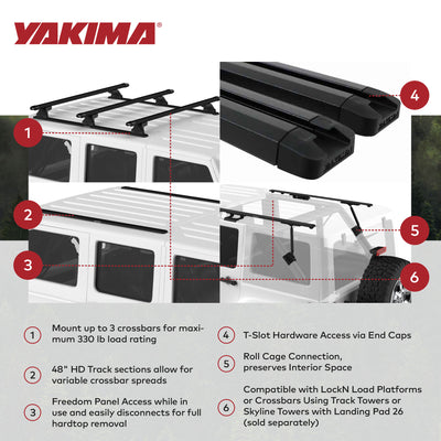 Yakima JK 4DR Custom Rooftop Track System with Internal Supports,Black(Open Box) - VMInnovations