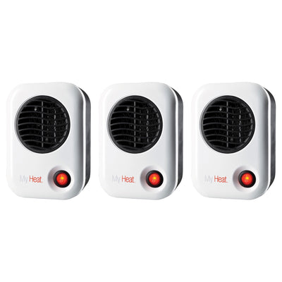 Lasko 101 MyHeat 200W Portable Electric Ceramic Space Heater, White (3 Pack)