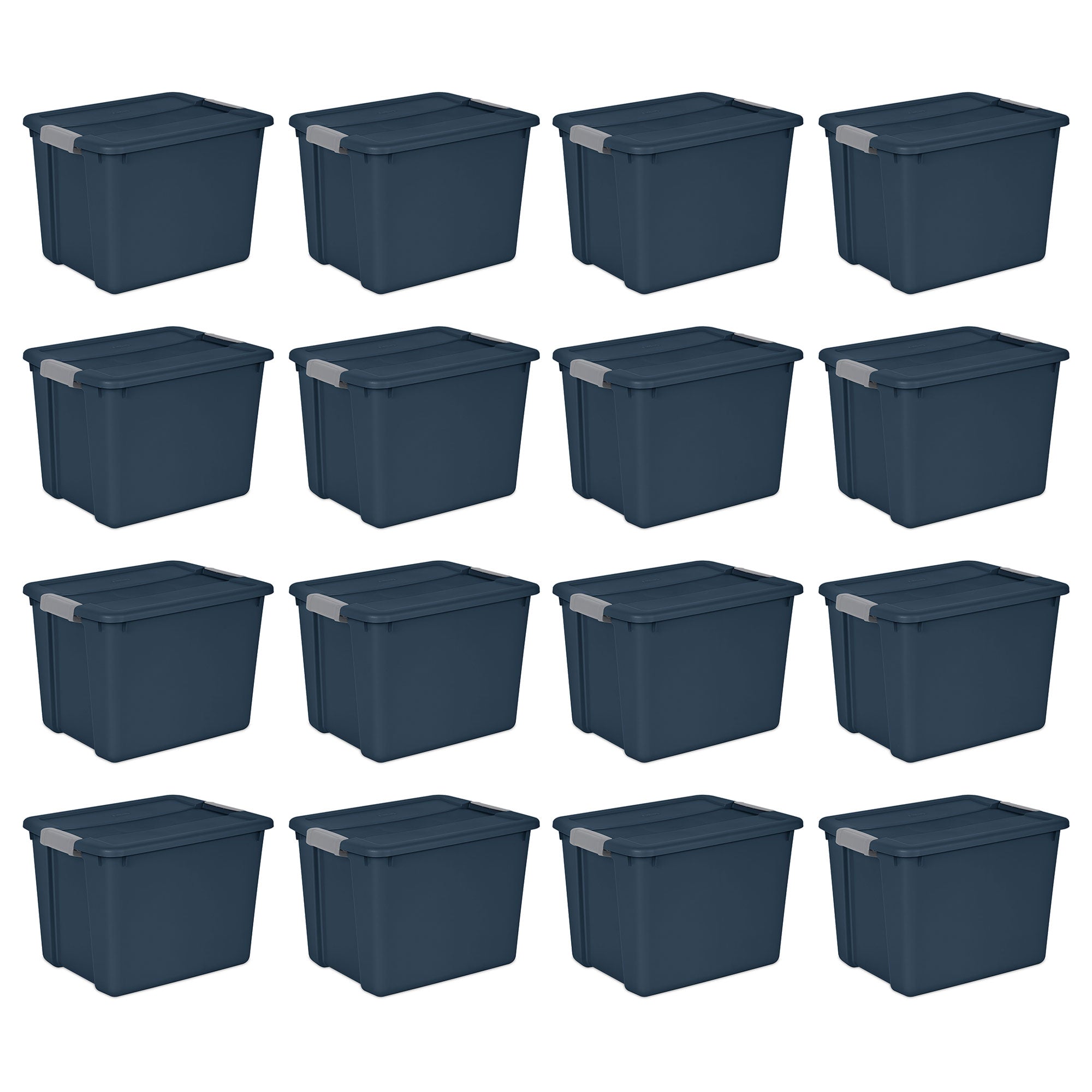 Sterilite 12 Gal Stackable Plastic Storage Tote Container w/ Lid, Blue (16 Pack)