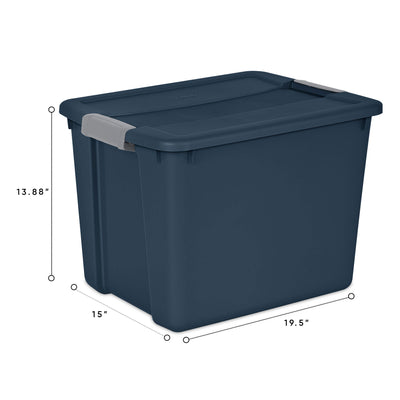 Sterilite 12 Gal Stackable Plastic Storage Tote Container w/ Lid, Blue (16 Pack)