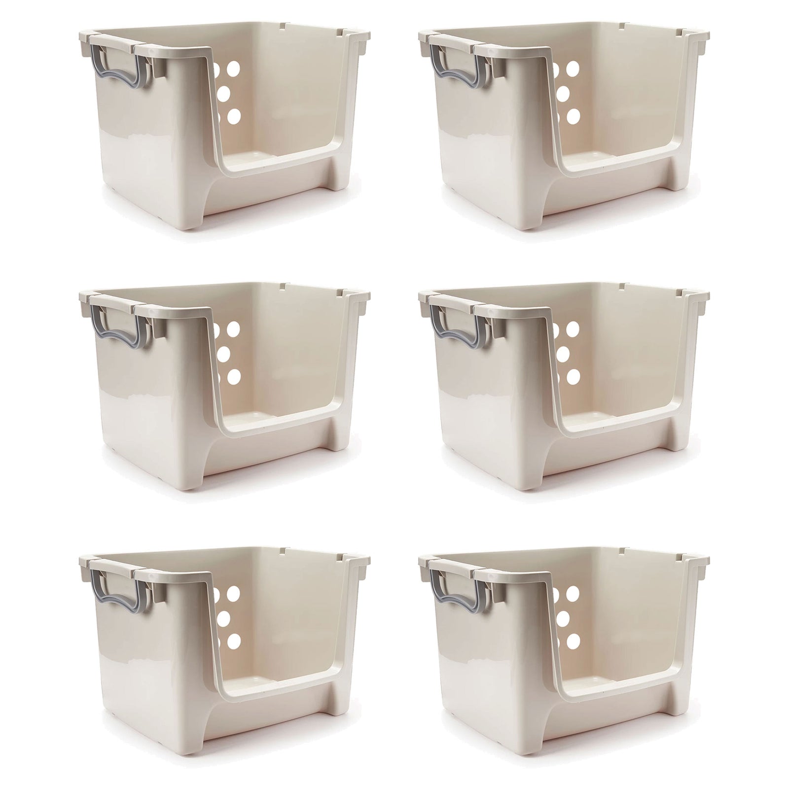Sterilite Home Organization Stackable Open Storage Bin Container, Gray (6 Pack) - VMInnovations