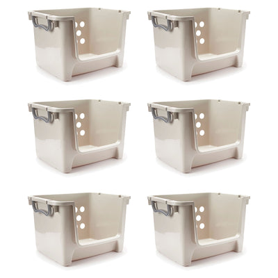 Sterilite Home Organization Stackable Open Storage Bin Container, Gray (6 Pack) - VMInnovations