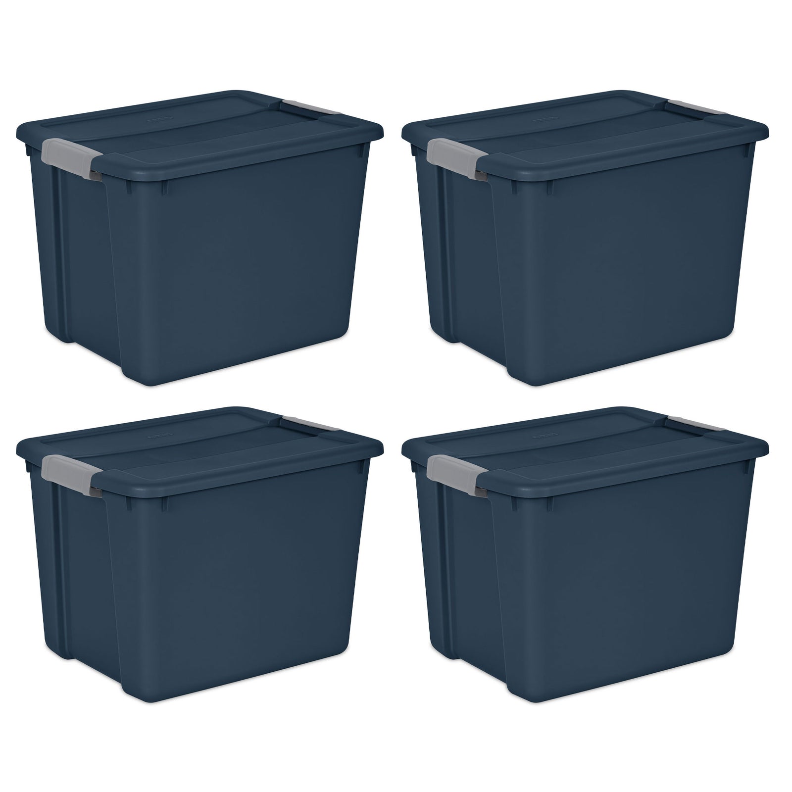 Sterilite 12 Gal Stackable Plastic Storage Tote Container w/ Lid, Blue (4 Pack) - VMInnovations