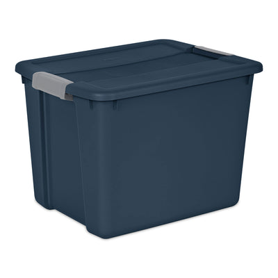 Sterilite 12 Gal Stackable Plastic Storage Tote Container w/ Lid, Blue (4 Pack)