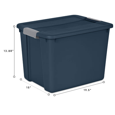 Sterilite 12 Gal Stackable Plastic Storage Tote Container w/ Lid, Blue (4 Pack) - VMInnovations