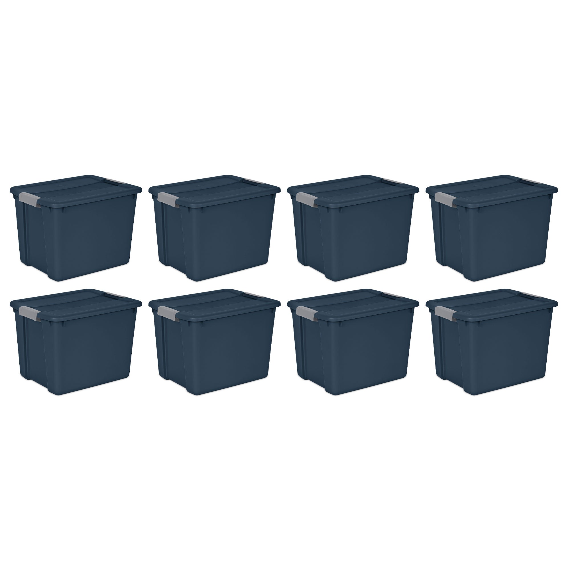 Sterilite 12 Gal Stackable Plastic Storage Tote Container w/ Lid, Blue (8 Pack)