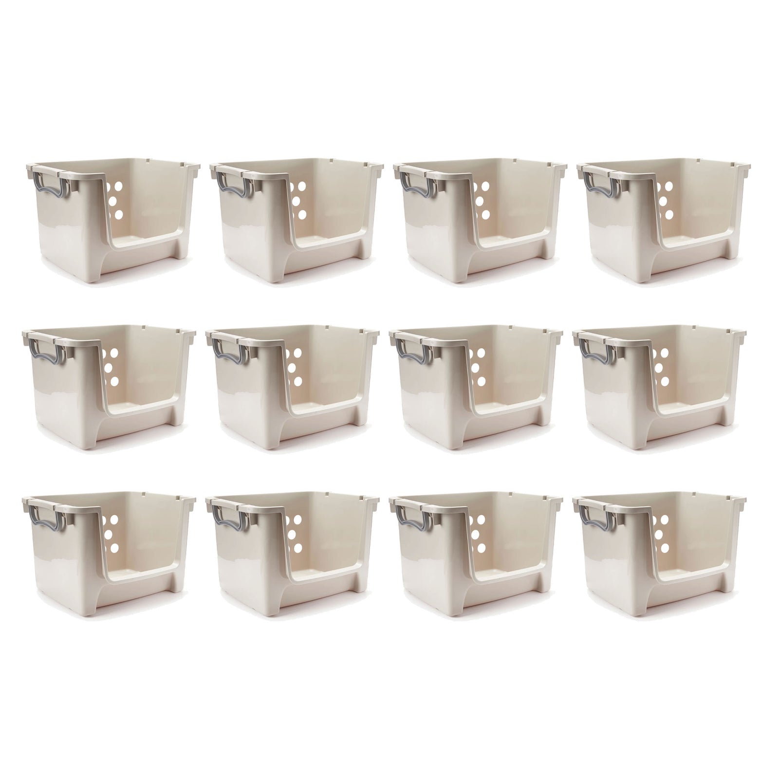 Sterilite Home Organization Stackable Open Storage Bin Container, Gray (12 Pack) - VMInnovations