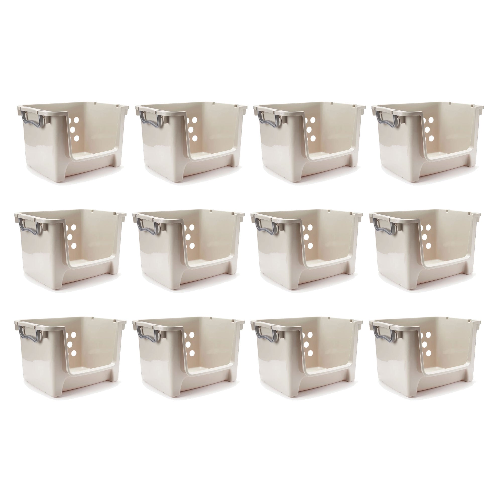 Sterilite Home Organization Stackable Open Storage Bin Container, Gray (12 Pack) - VMInnovations