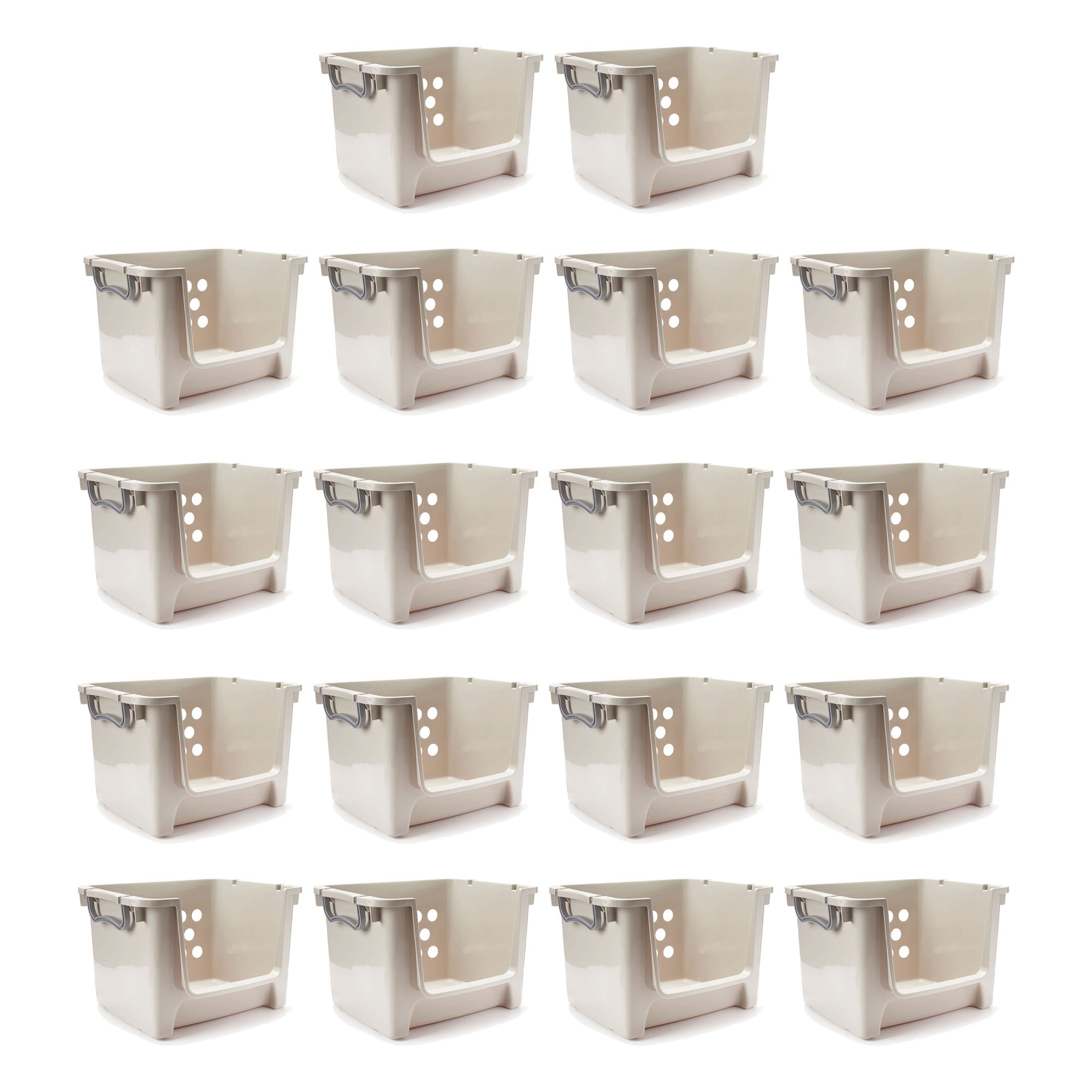 Sterilite Home Organization Stackable Open Storage Bin Container, Gray (18 Pack) - VMInnovations