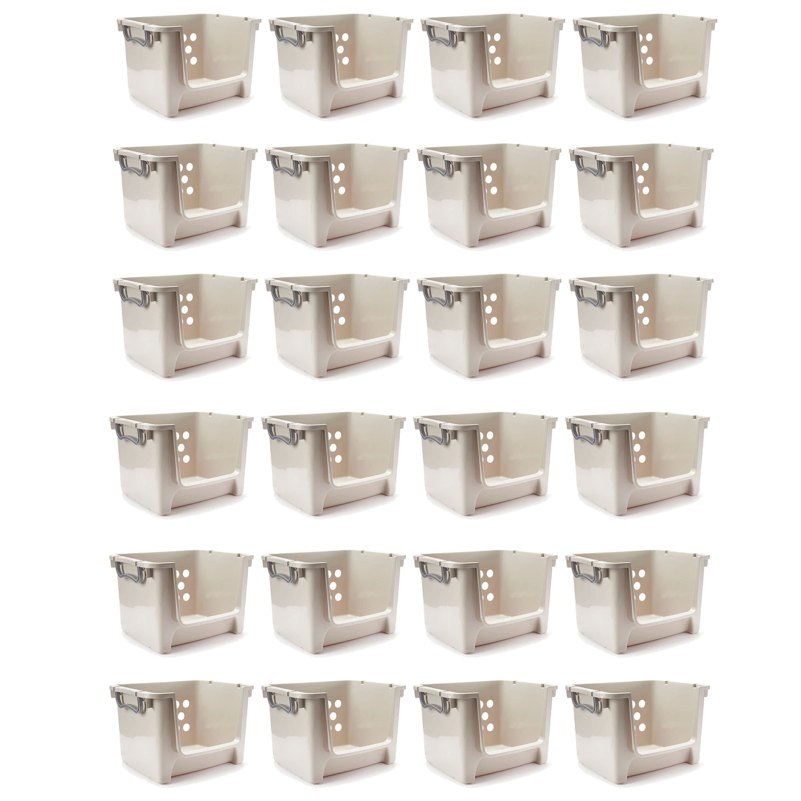Sterilite Home Organization Stackable Open Storage Bin Container, Gray (24 Pack) - VMInnovations