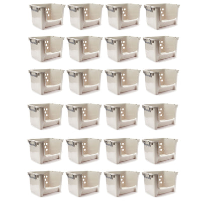 Sterilite Home Organization Stackable Open Storage Bin Container, Gray (24 Pack) - VMInnovations