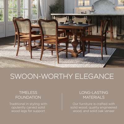 Maven Lane Leon Traditional Wooden Dining Table in Antiqued Brown Finish - VMInnovations