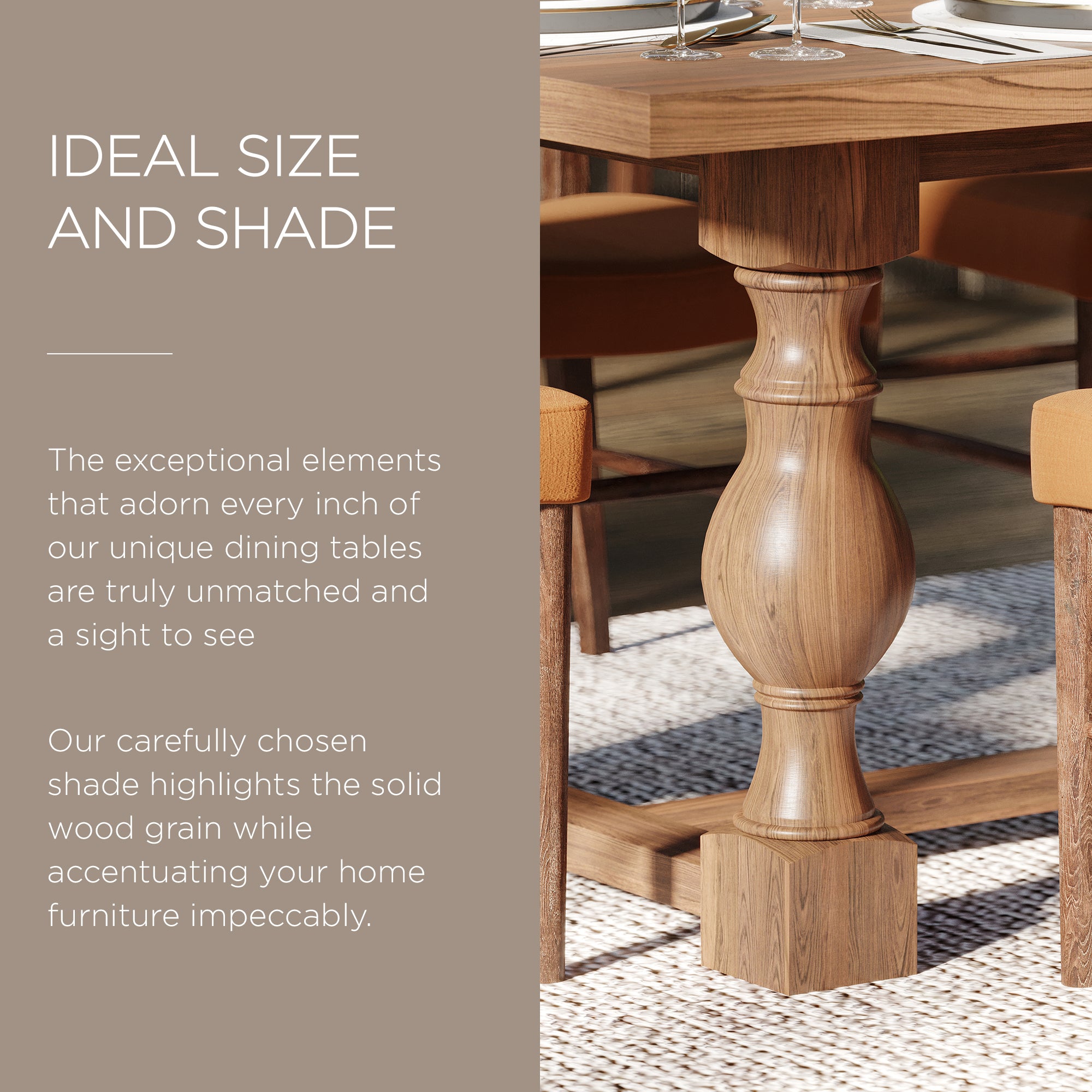 Maven Lane Leon Traditional Wooden Dining Table in Antiqued Brown Finish - VMInnovations