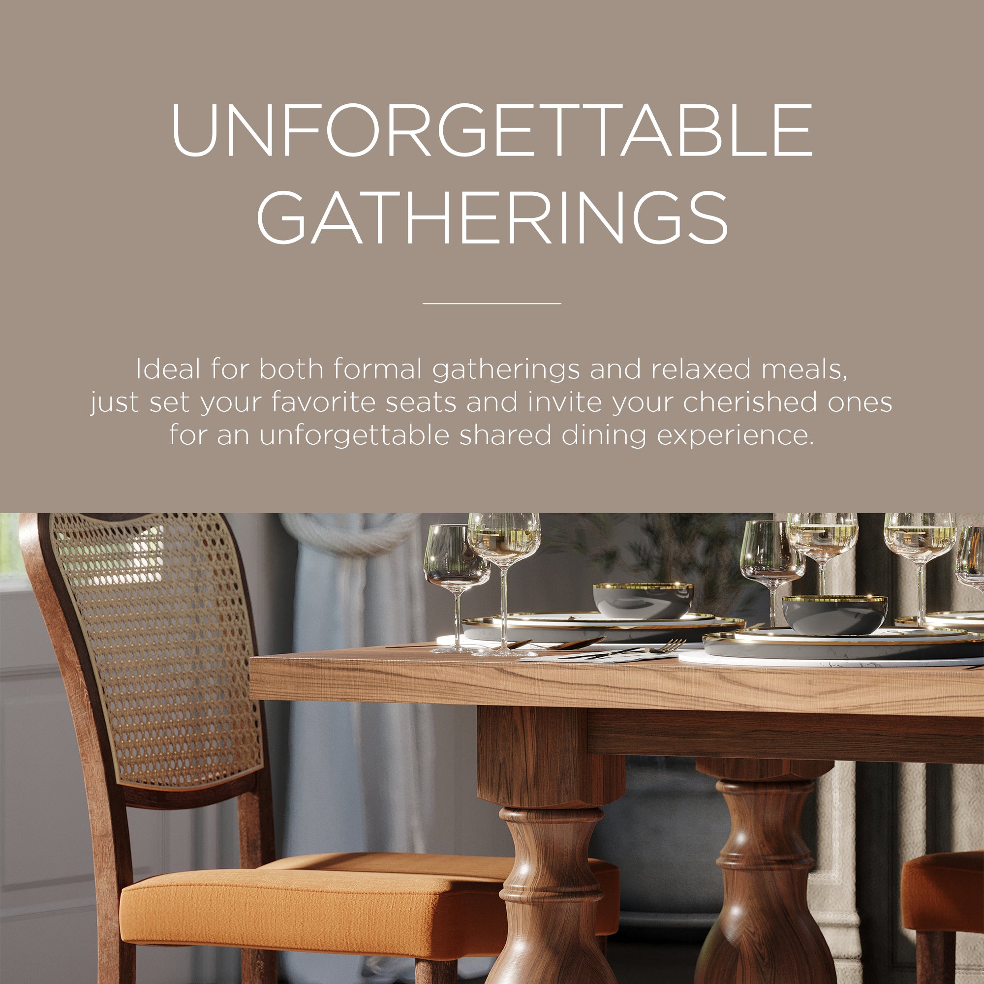 Maven Lane Leon Traditional Wooden Dining Table in Antiqued Brown Finish - VMInnovations