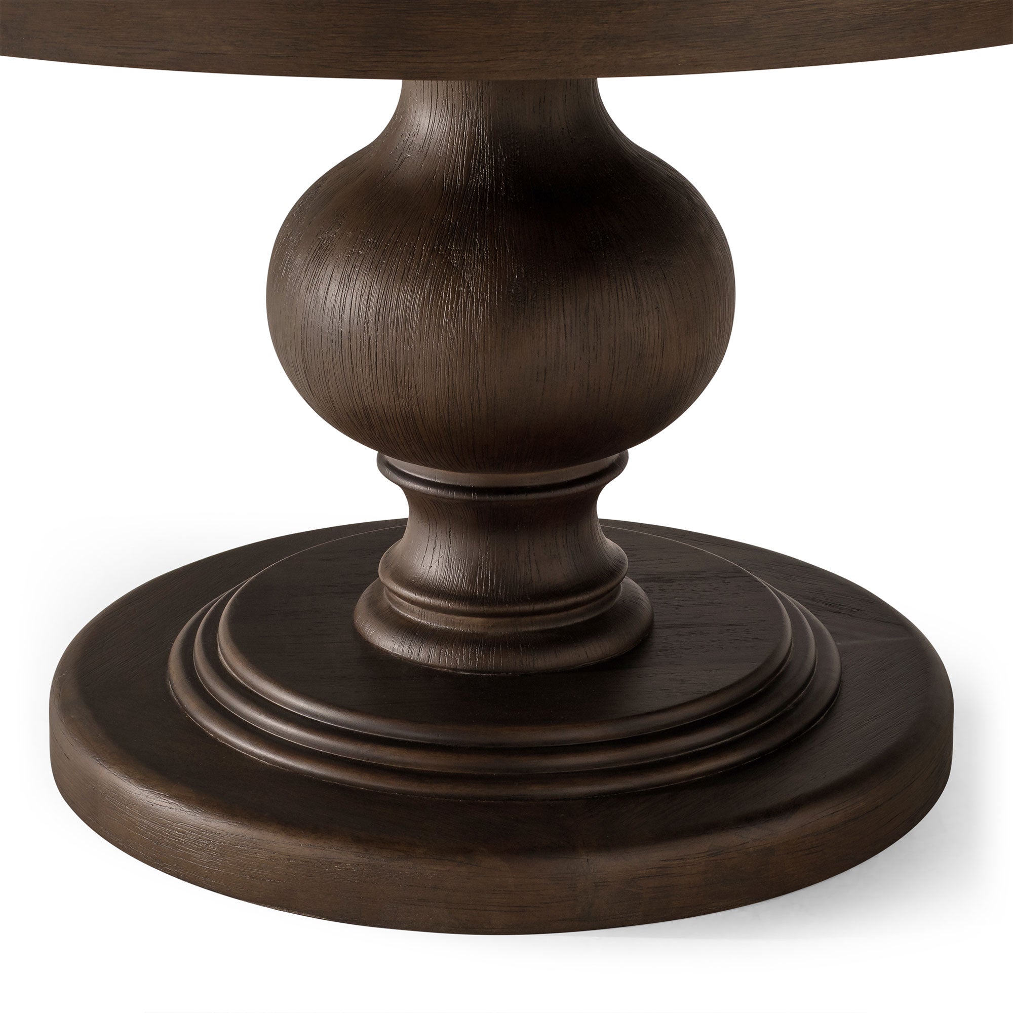 Maven Lane Zola Traditional Round Wooden Dining Table in Antiqued Brown Finish - VMInnovations