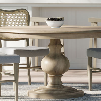 Maven Lane Zola Traditional Round Wooden Dining Table in Antiqued Grey Finish - VMInnovations