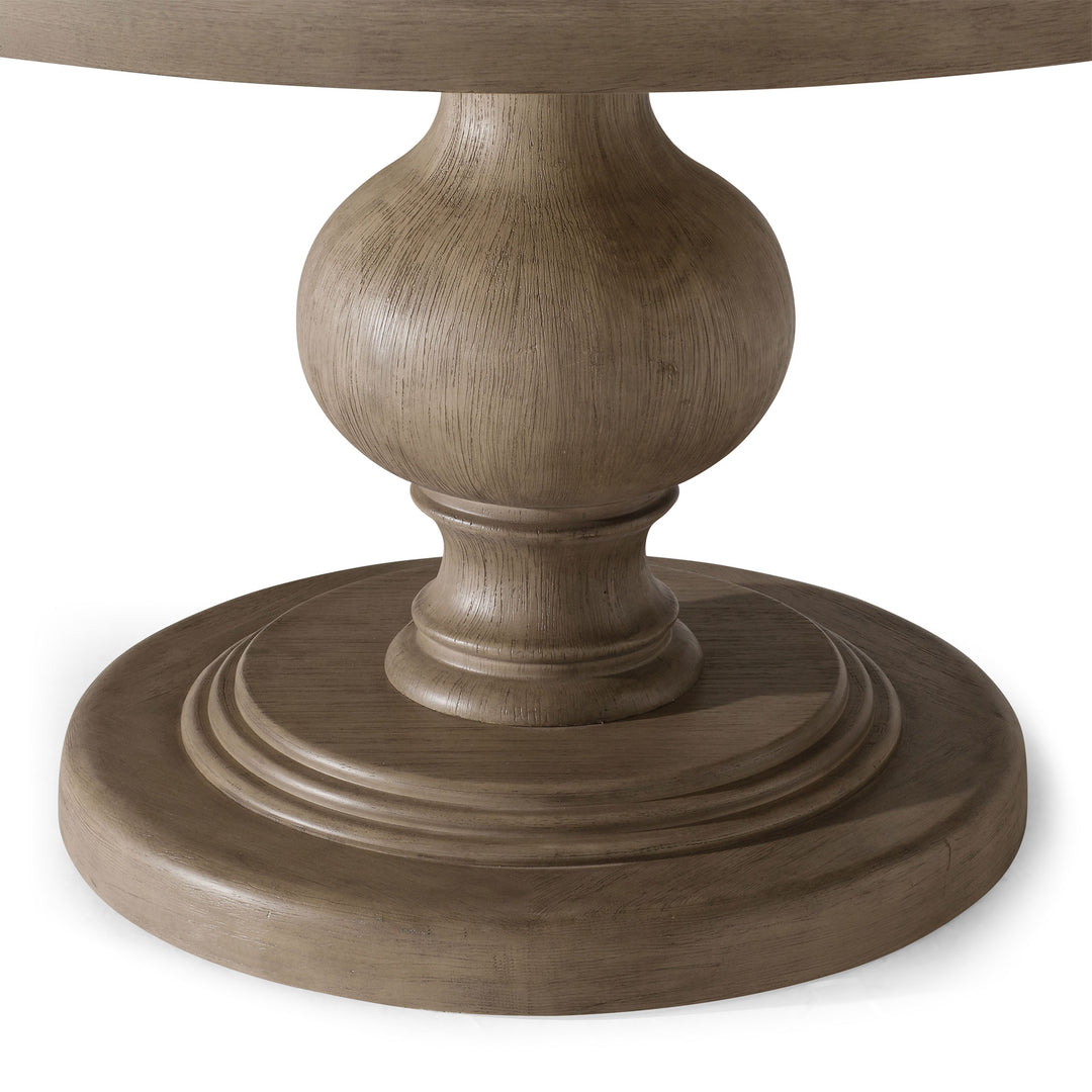 Maven Lane Zola Traditional Round Wooden Dining Table in Antiqued Grey Finish
