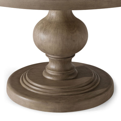 Maven Lane Zola Traditional Round Wooden Dining Table in Antiqued Grey Finish - VMInnovations