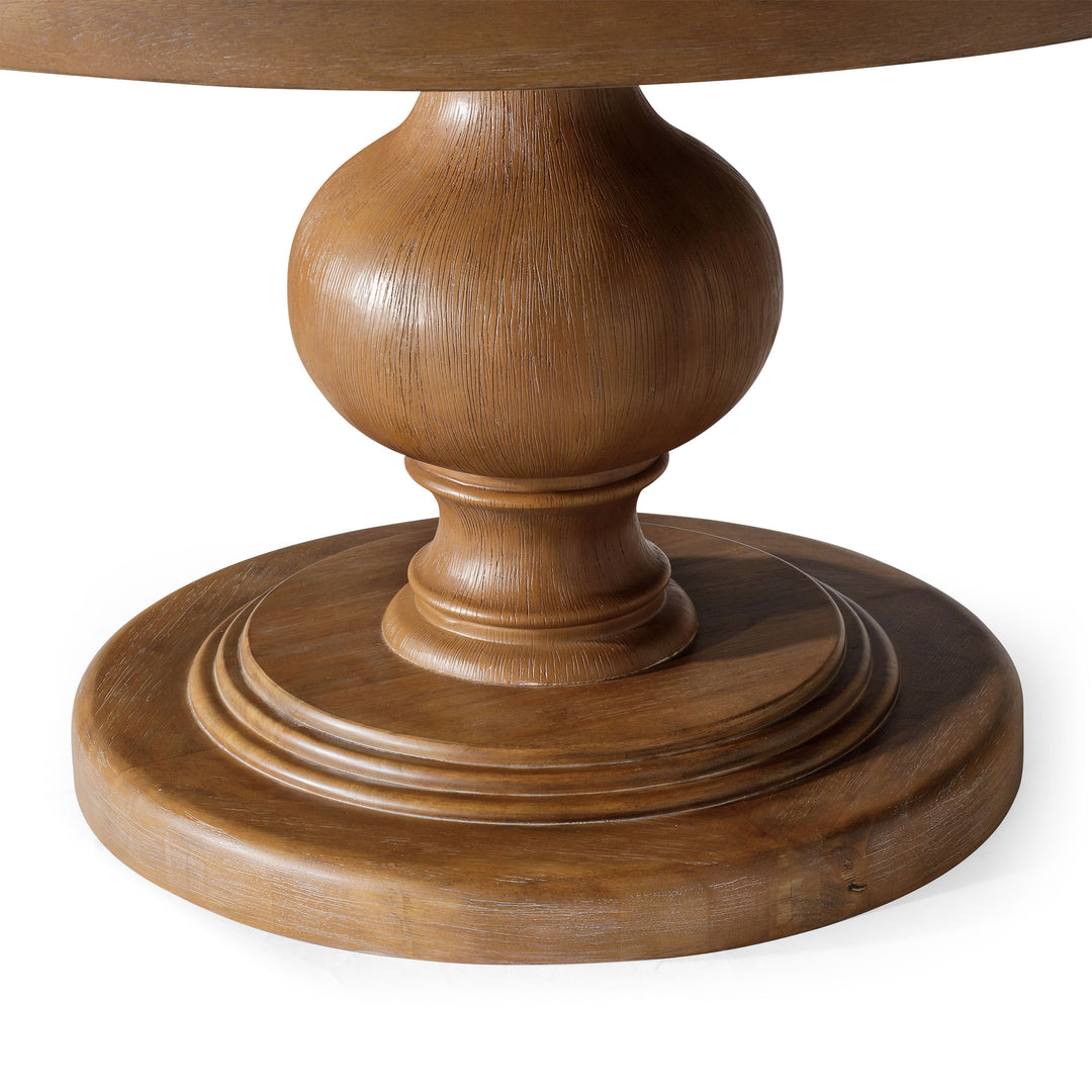 Maven Lane Zola Traditional Round Wooden Dining Table in Antiqued Natural Finish