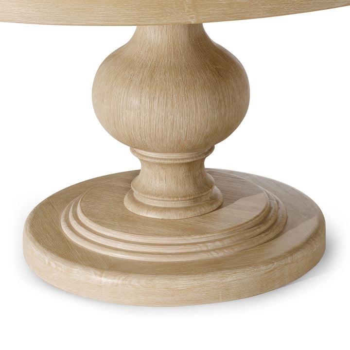 Maven Lane Zola Traditional Round Wooden Dining Table in Antiqued White Finish