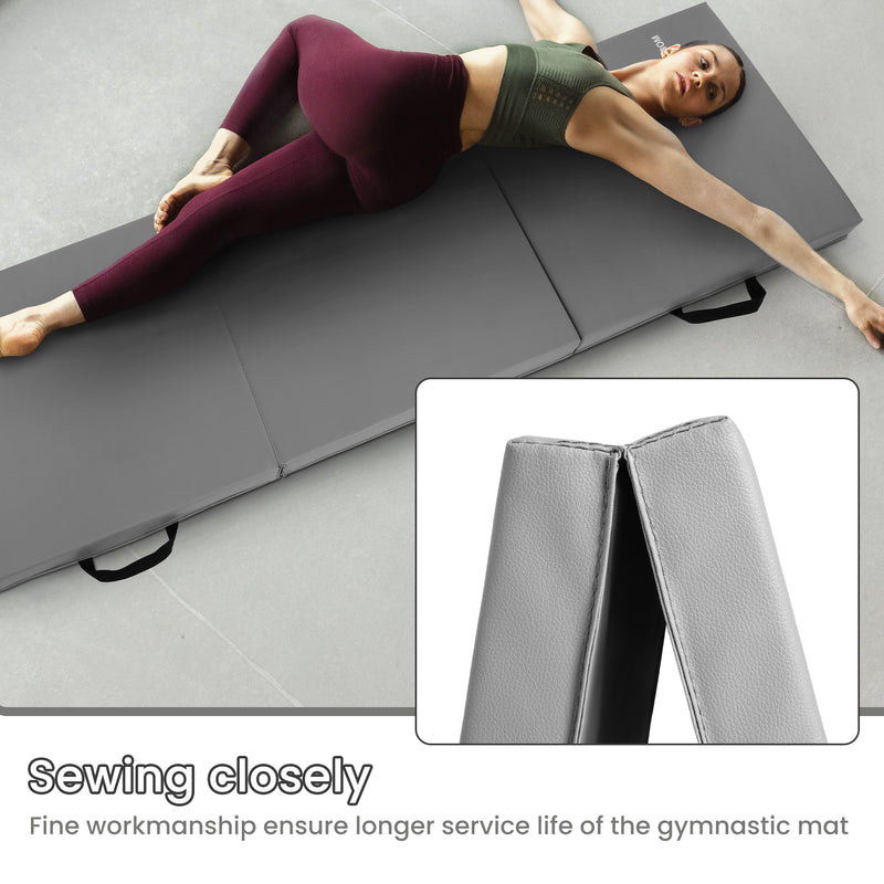 BalanceFrom Fitness GoGym 6x2ft Folding 3 Panel Exercise Mat with Handles, Black