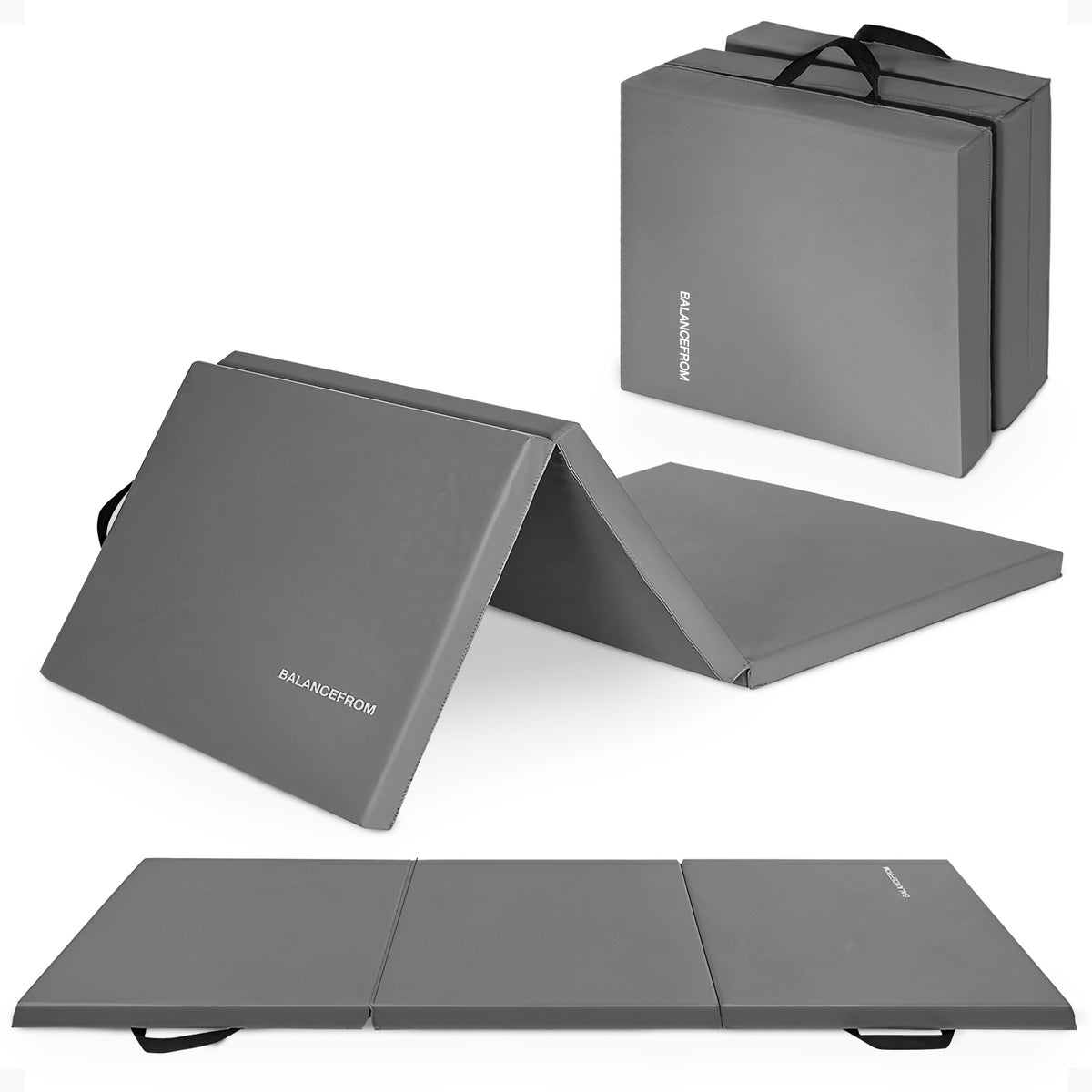 BalanceFrom 6x2ft Folding 3 Panel Exercise Mat w/Handles, Black (Open Box)