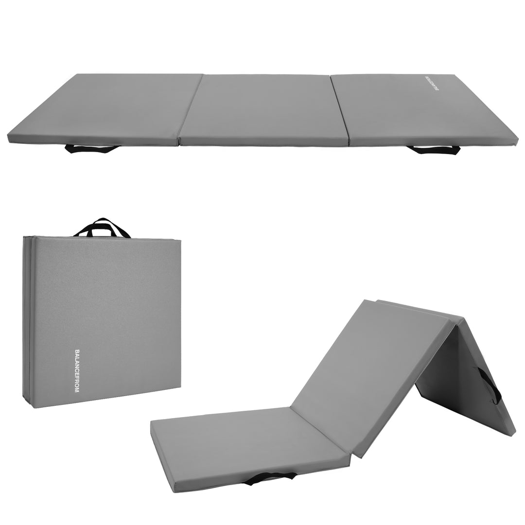 BalanceFrom GoGym 6 'x 2' x 1.5" Folding 3 Panel Exercise Gym Mat,Gray(Open Box)