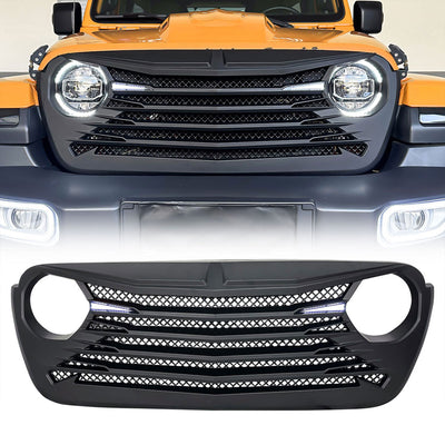 AMERICAN MODIFIED Tomahawk Front Grille w/DRL for 18-23 Jeep Wrangler/Gladiator