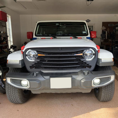 AMERICAN MODIFIED Front Grille w/DRL for 18-23 Jeep Wrangler/Gladiator(Open Box) - VMInnovations