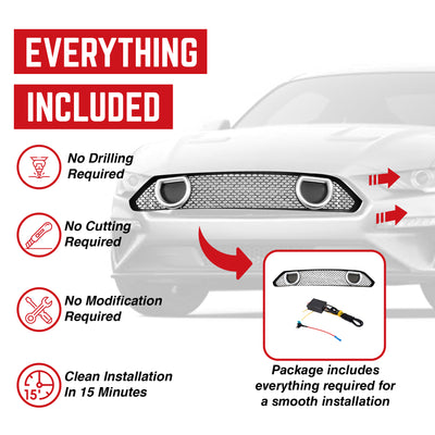 AMERICAN MODIFIED Mach 1 Front Upper Grille w/DRL LED for 2018-2023 Ford Mustang - VMInnovations