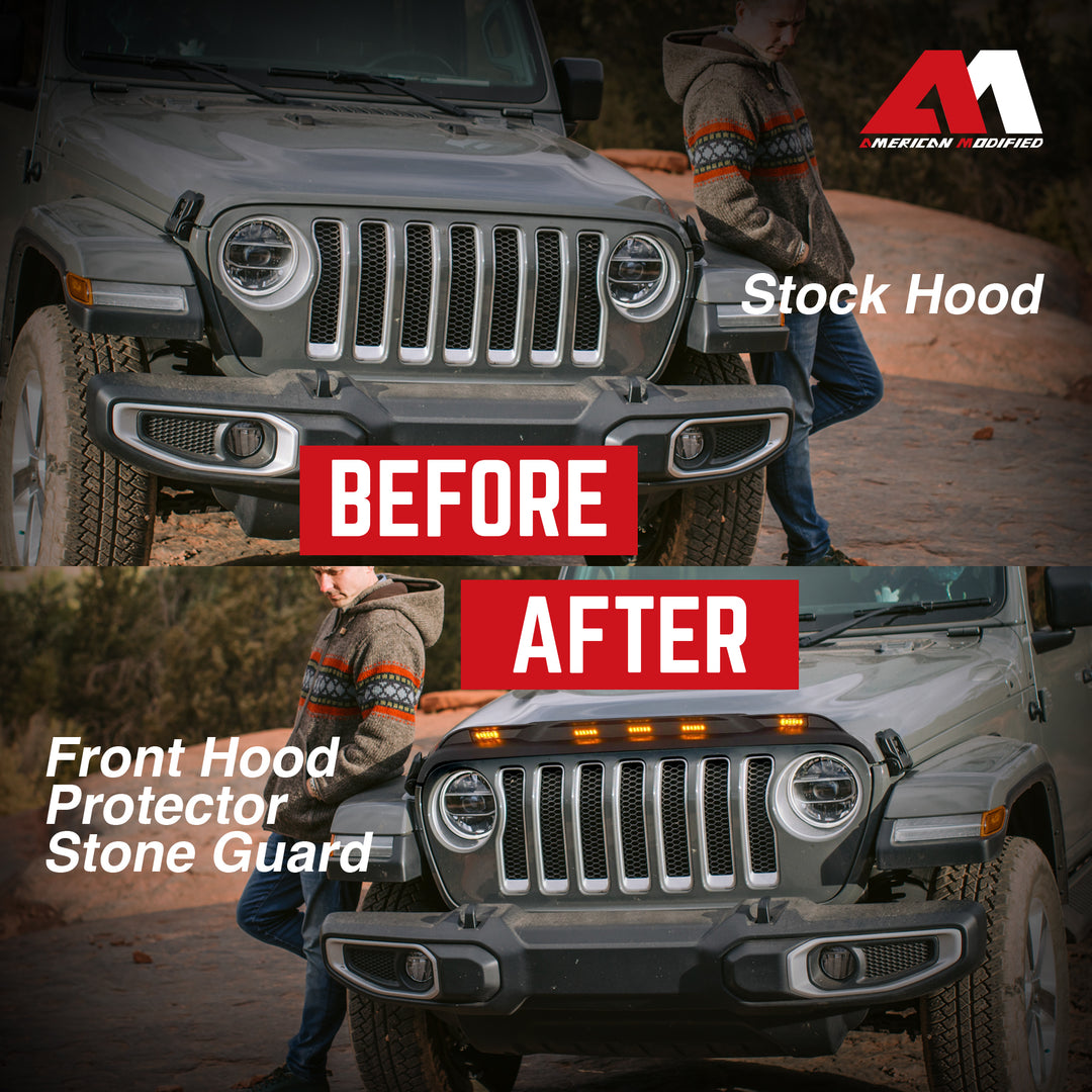 AMERICAN MODIFIED Front Hood Protector for 18-23 Jeep Wrangler JL & Gladiator JT