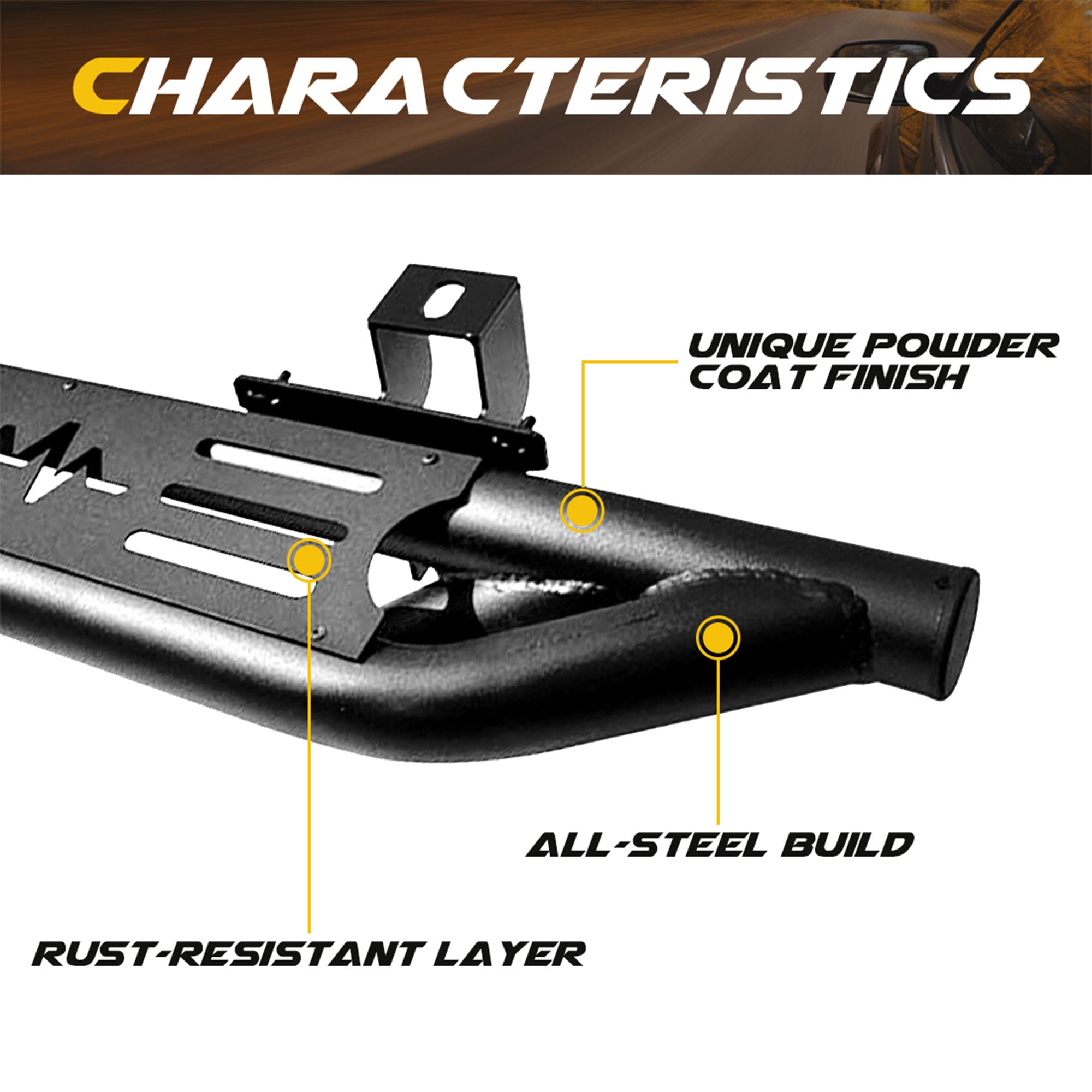 AMERICAN MODIFIED Side Step Bars Lightning for 18-23 Jeep Wrangler JL (Open Box) - VMInnovations