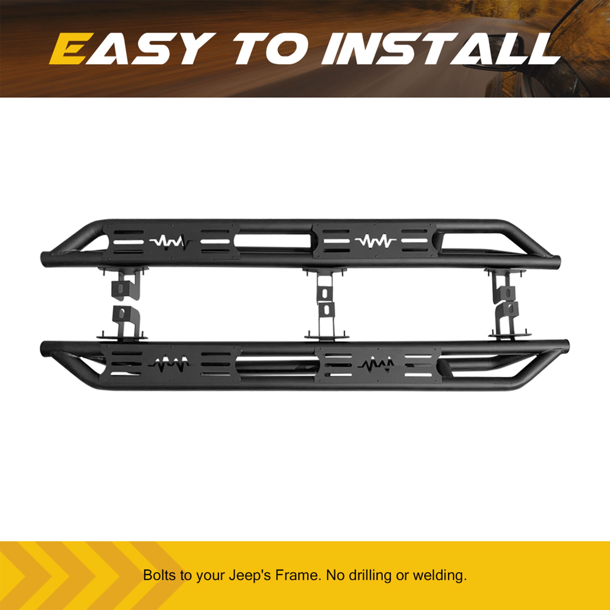 AMERICAN MODIFIED Side Step Bars Lightning for 18-23 Jeep Wrangler JL (Open Box) - VMInnovations