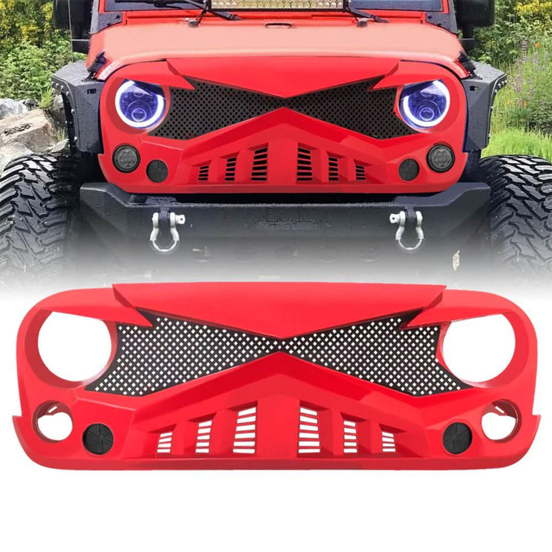 AMERICAN MODIFIED Hawke Front Replacement Grille for 07-18 Jeep Wrangler JK, Red