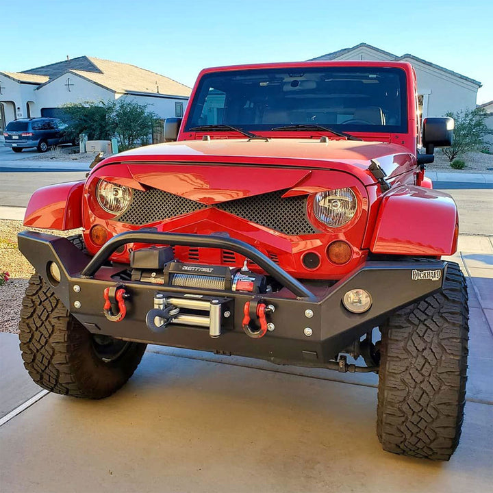 AMERICAN MODIFIED Hawke Front Replacement Grille for 07-18 Jeep Wrangler JK, Red