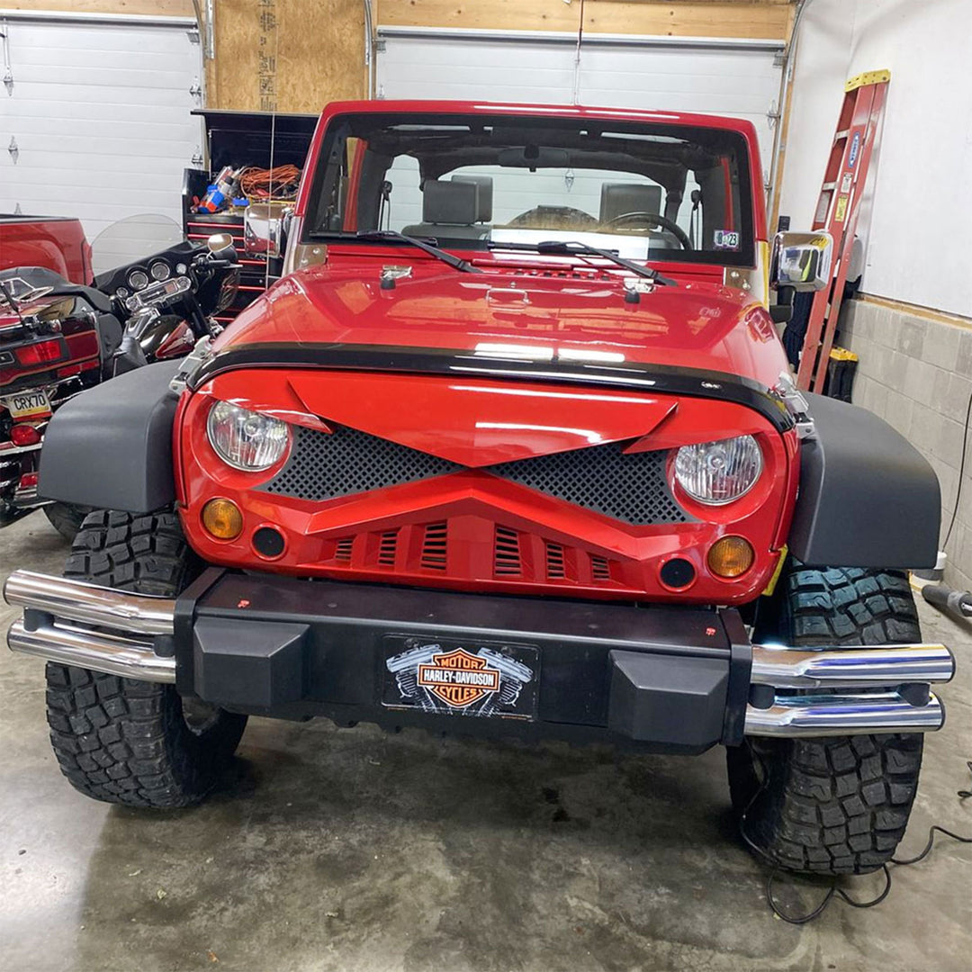 AMERICAN MODIFIED Hawke Front Replacement Grille for 07-18 Jeep Wrangler JK, Red