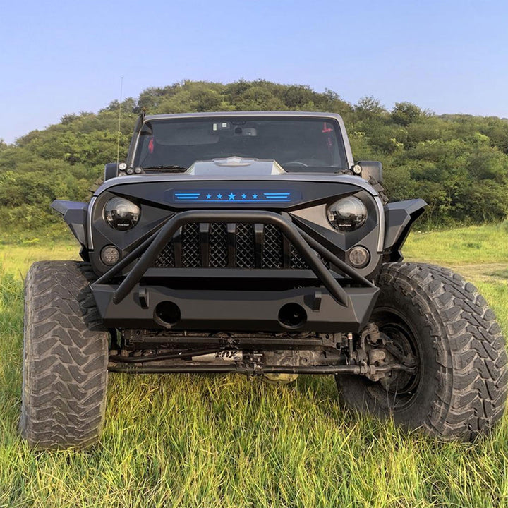 AMERICAN MODIFIED Gladiator Grille with Blue Lights for 07-18 Jeep Wrangler JK