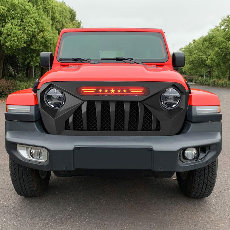 AMERICAN MODIFIED Demon Grille w/Red Lights for 18-21 Jeep Wrangler/Gladiator