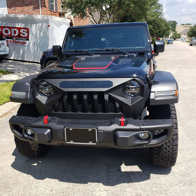 AMERICAN MODIFIED Demon Grille w/Red Lights for 18-21 Jeep Wrangler/Gladiator