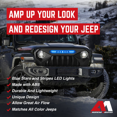 AMERICAN MODIFIED Grille w/Lights for 18-21 Jeep Wrangler/Gladiator (Open Box) - VMInnovations