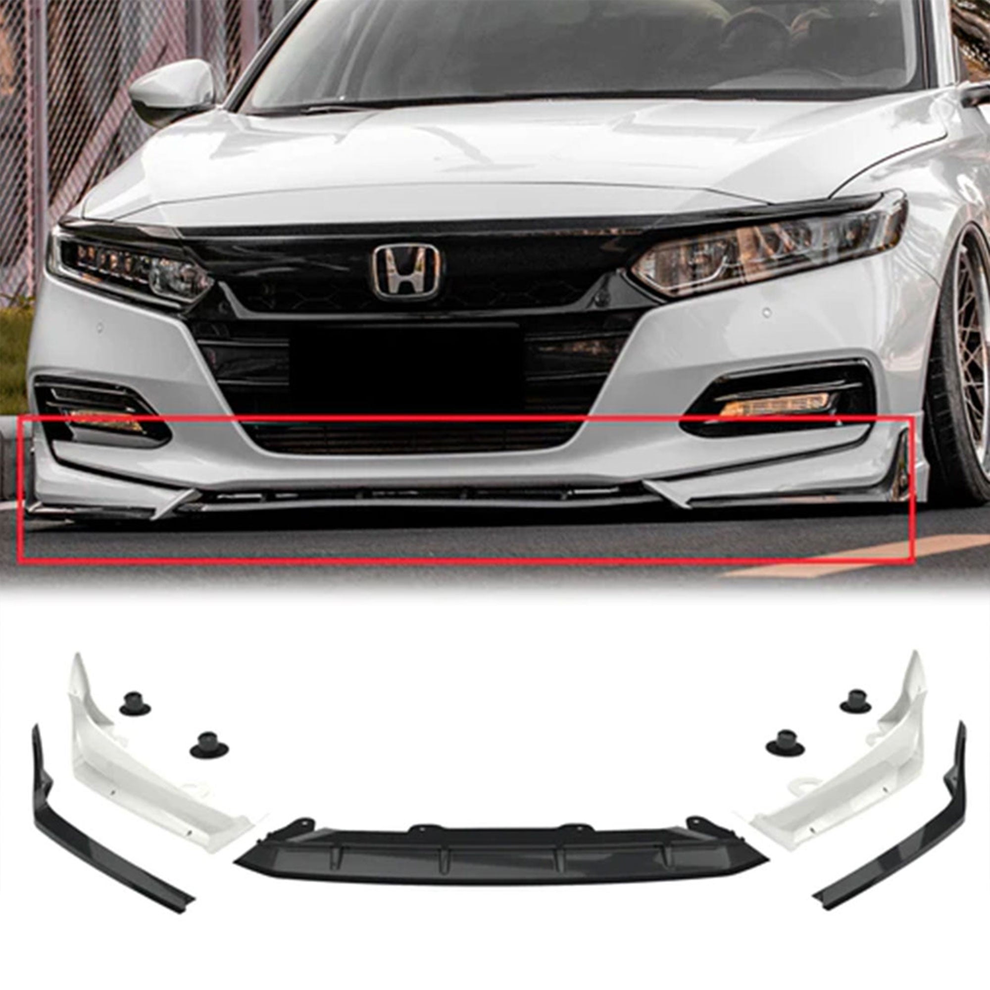 AMERICAN MODIFIED 18-20 Honda Accord Aerodynamic Lip Spoiler, White (Open Box) - VMInnovations
