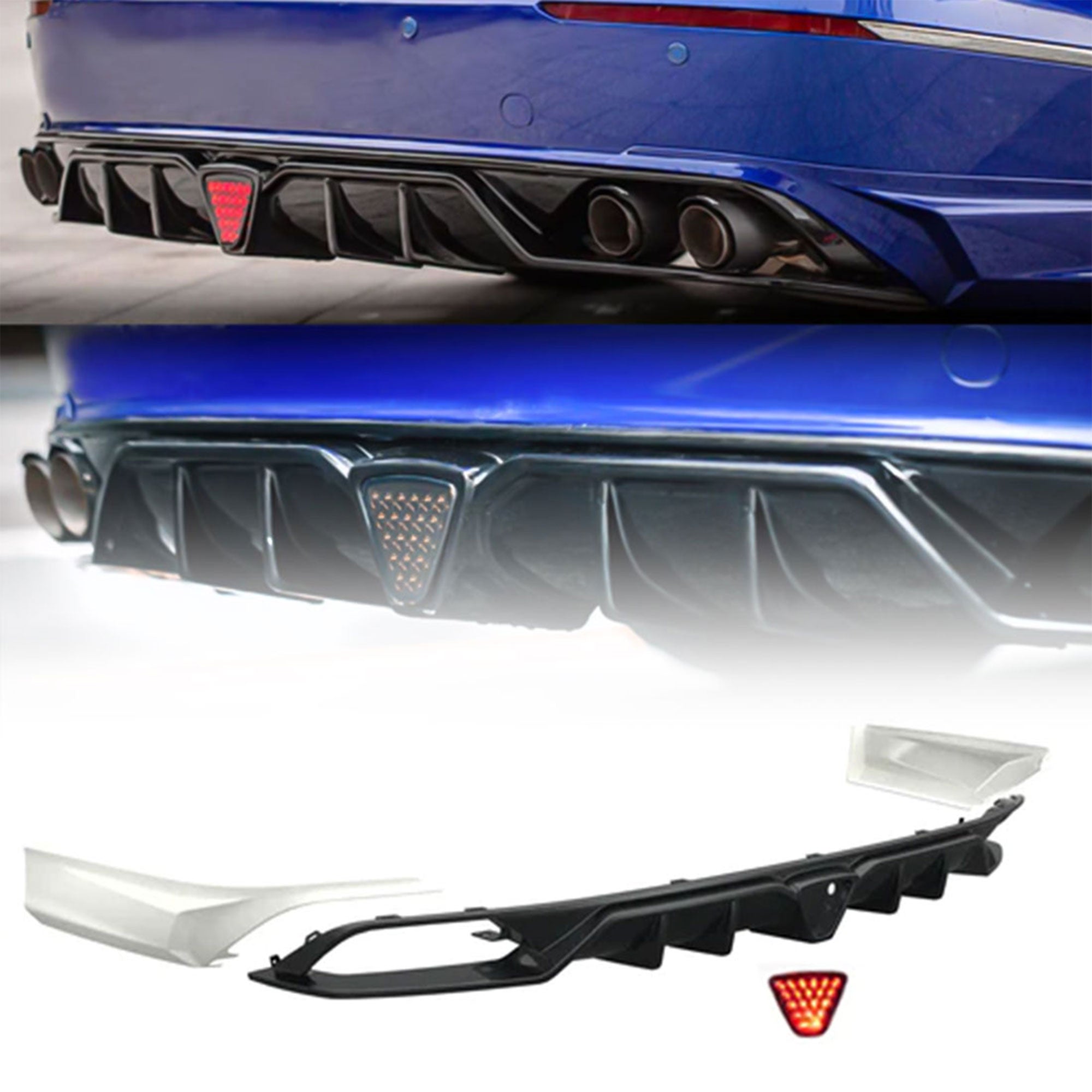 AMERICAN MODIFIED 18-23 Honda Accord Rear Bumper Lip w/LED Light,White(Open Box) - VMInnovations