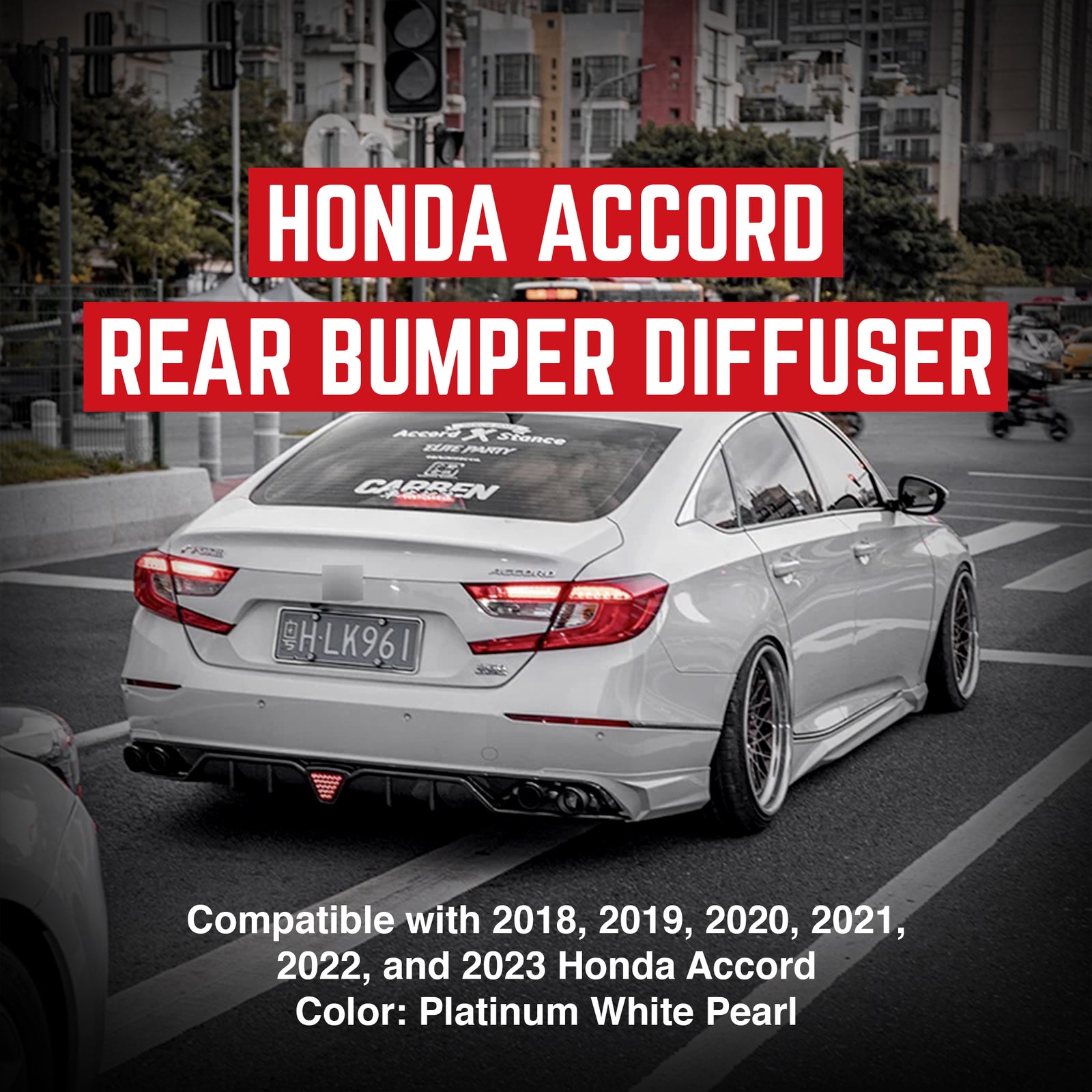 AMERICAN MODIFIED 18-23 Honda Accord Rear Bumper Diffuser Lip w/LED Light, White - VMInnovations